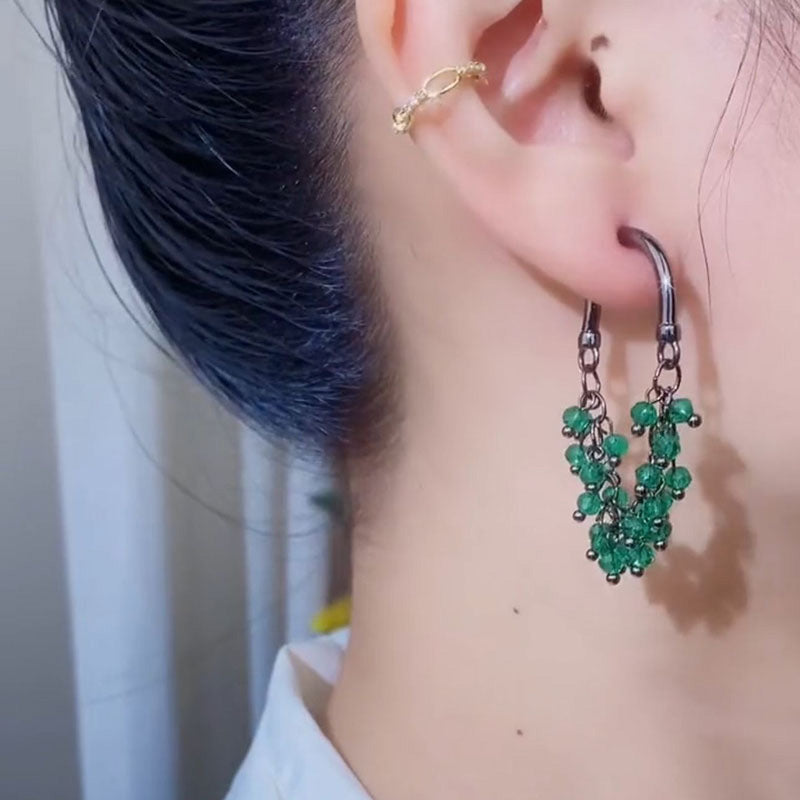 Dara Beaded Crescent Hoops