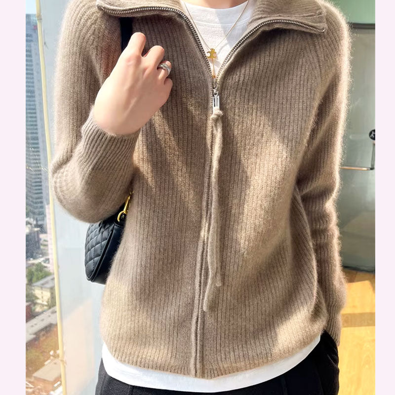 Ella Chic Zip-Up Knit Cardigan