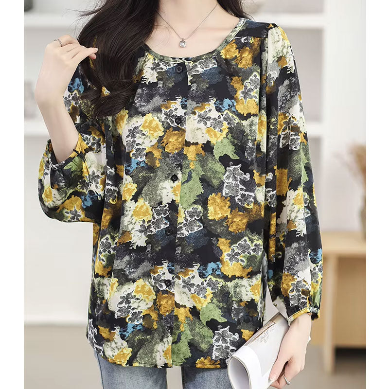 Nova Abstract Long-Sleeve Blouse