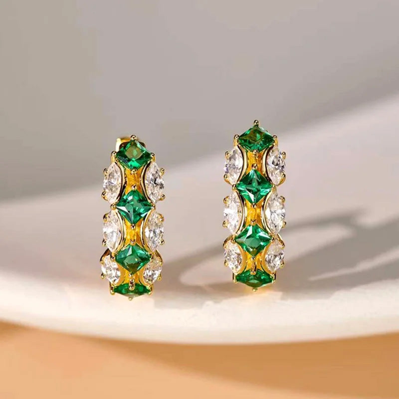 Olivia Emerald Luxe Hoops