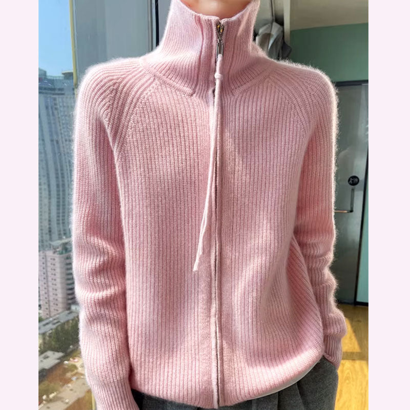 Ella Chic Zip-Up Knit Cardigan