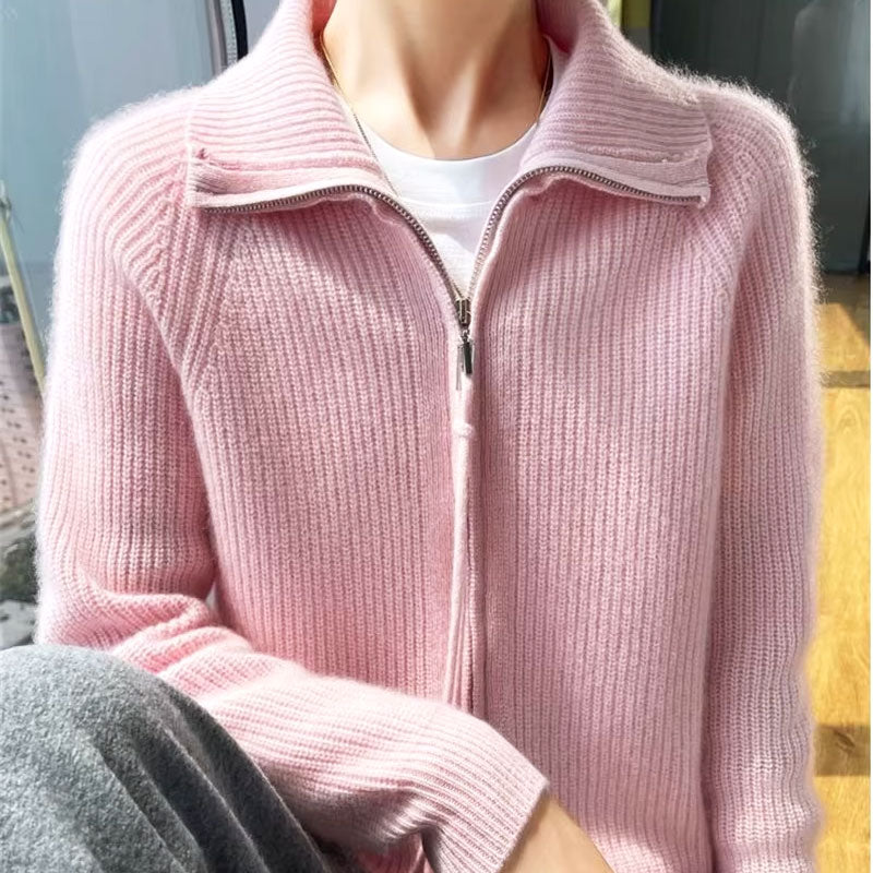 Ella Chic Zip-Up Knit Cardigan