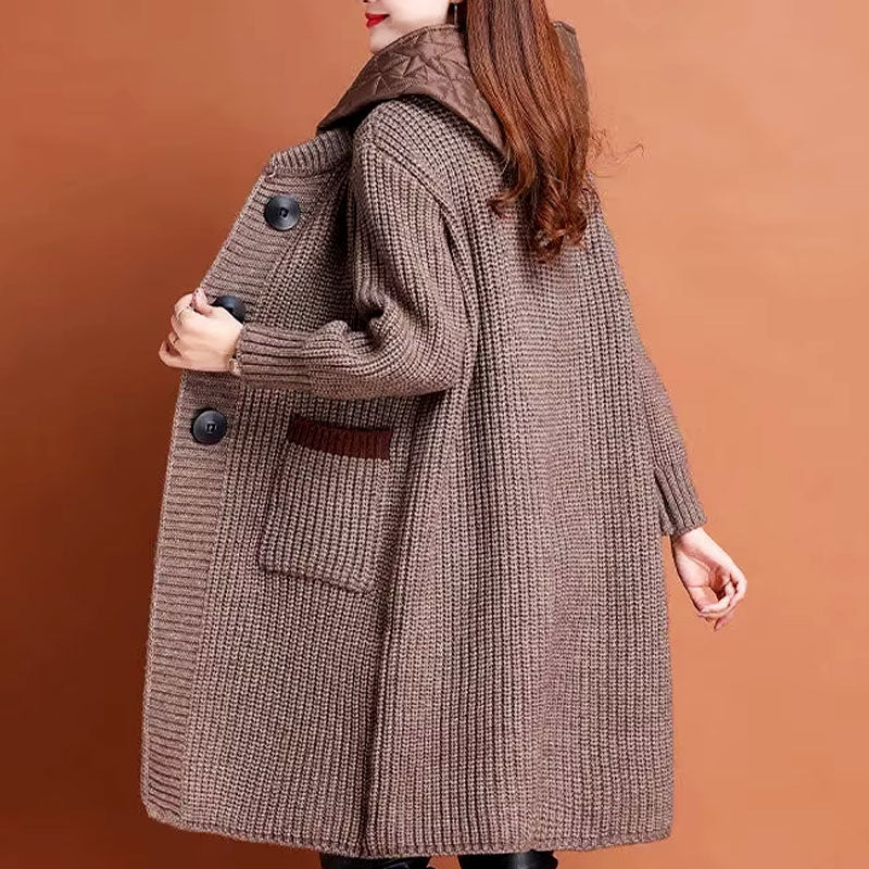 Olive Long Knit Buttoned Cardigan