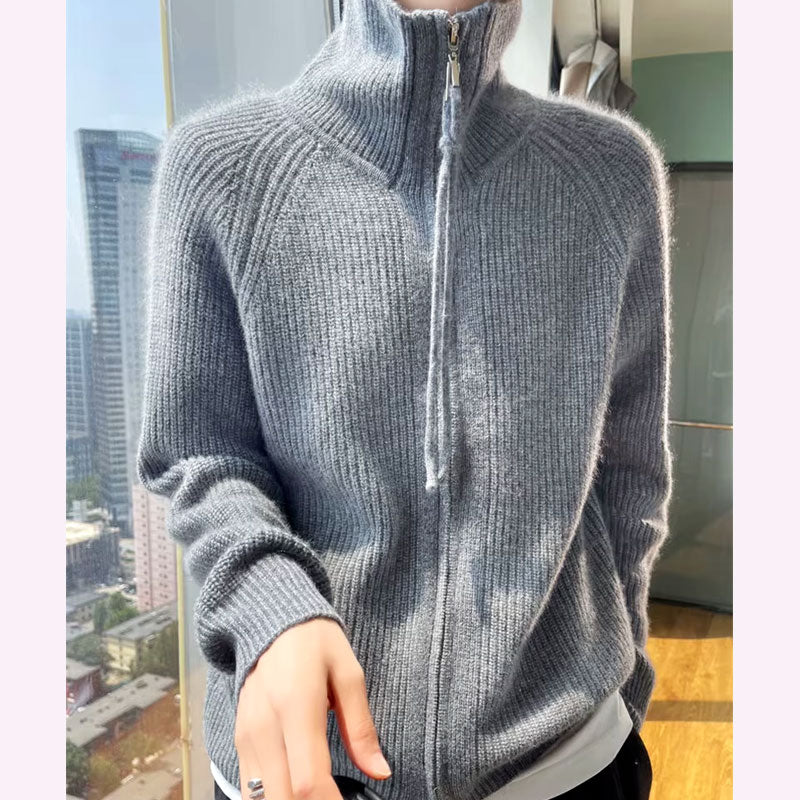 Ella Chic Zip-Up Knit Cardigan