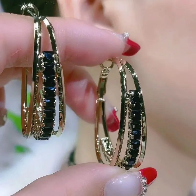 Duo Crystal Hoop Earrings