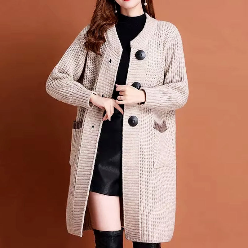 Olive Long Knit Buttoned Cardigan