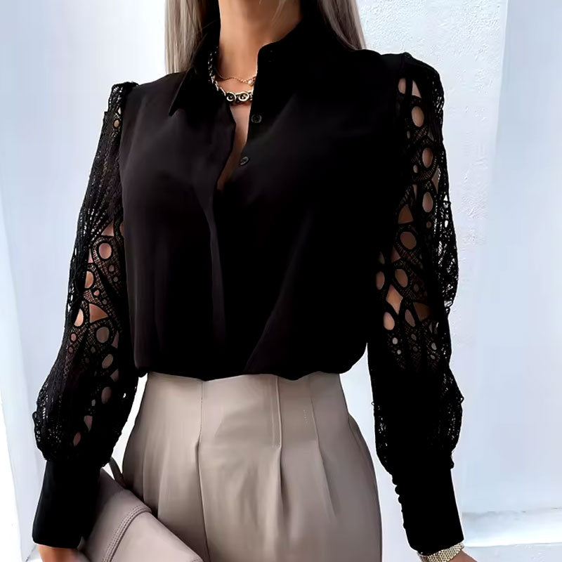 Elena Lace-Sleeve Blouse