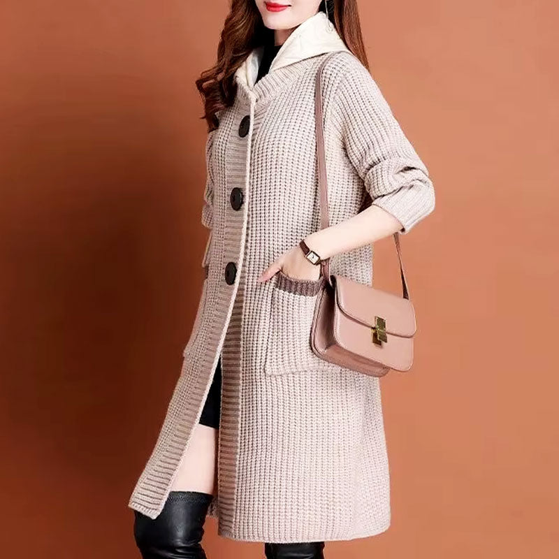 Olive Long Knit Buttoned Cardigan