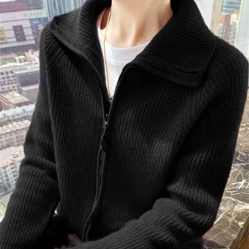 Ella Chic Zip-Up Knit Cardigan