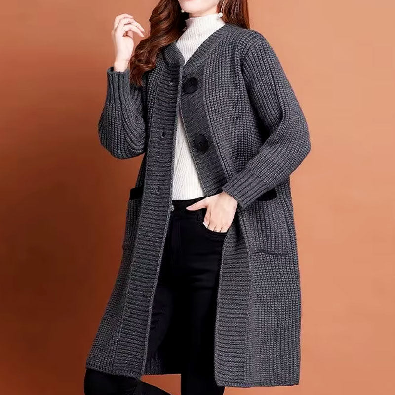 Olive Long Knit Buttoned Cardigan