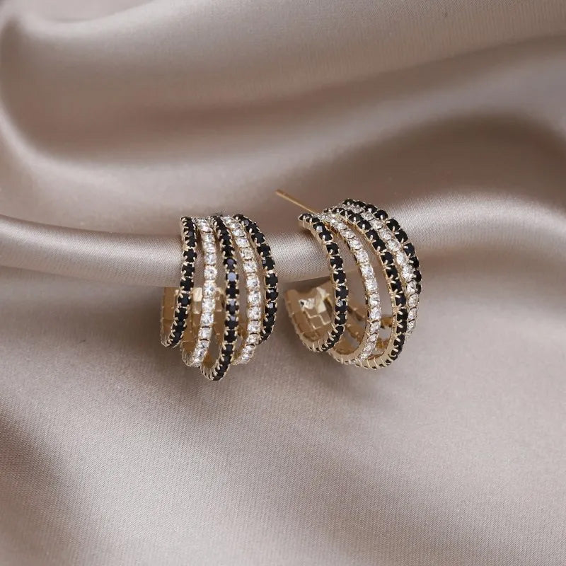 Madison Noir Crystal Hoops