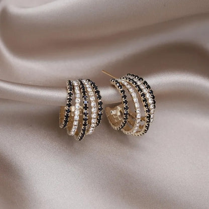 Madison Noir Crystal Hoops