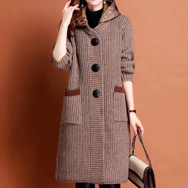 Olive Long Knit Buttoned Cardigan