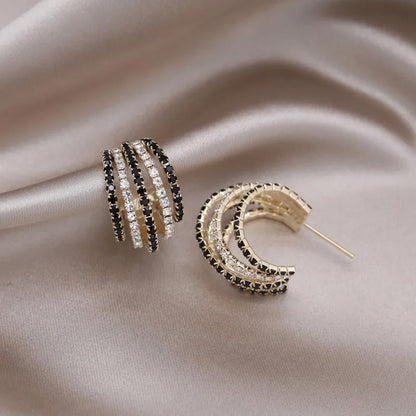Madison Noir Crystal Hoops