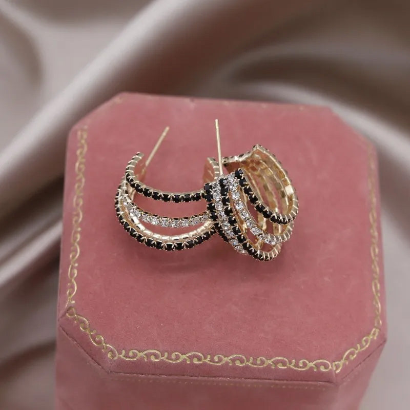 Madison Noir Crystal Hoops