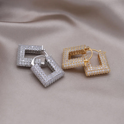 Tahlia Square Pavé Hoop Earrings