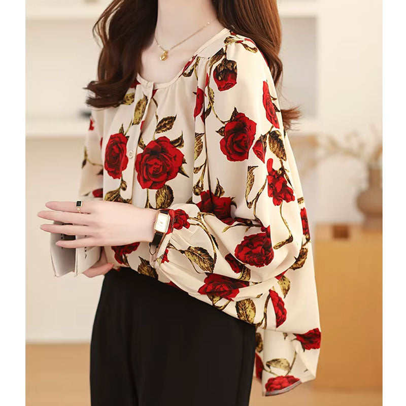 Rose Button-Up Blouse
