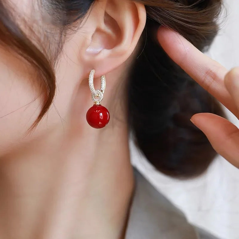 Sienna Luxe Pearl Drop Hoops
