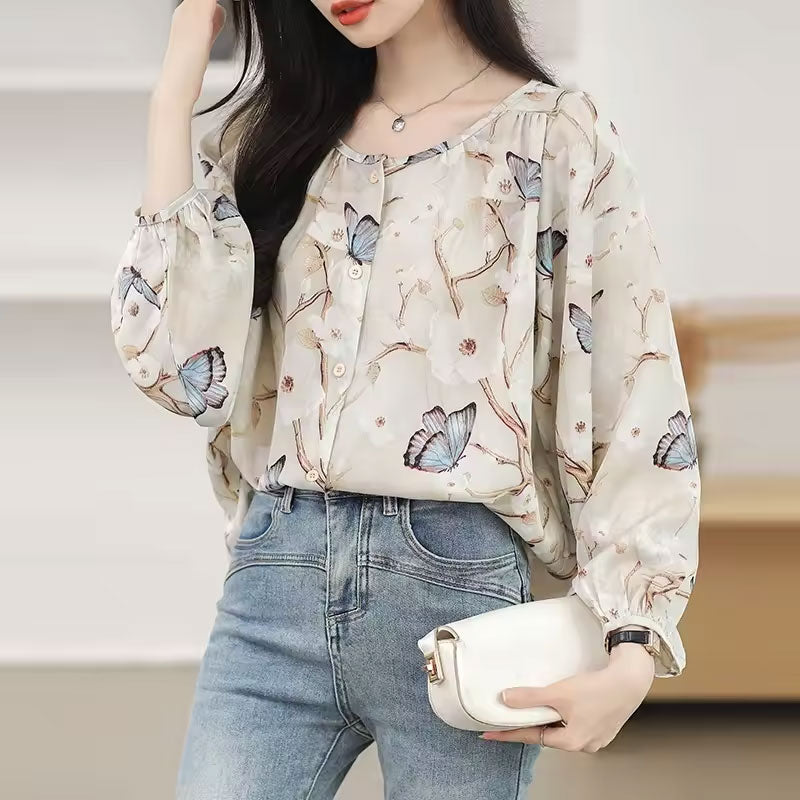 Gianna Butterfly Print Blouse
