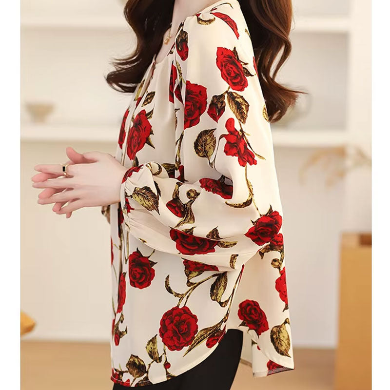 Rose Button-Up Blouse