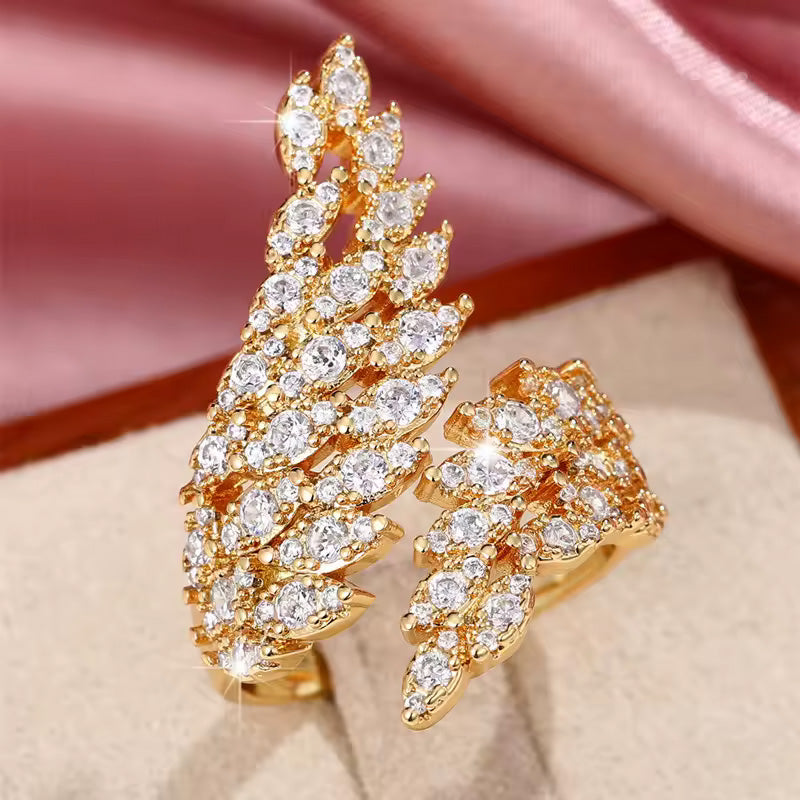 Ava Crystal Feather Ring
