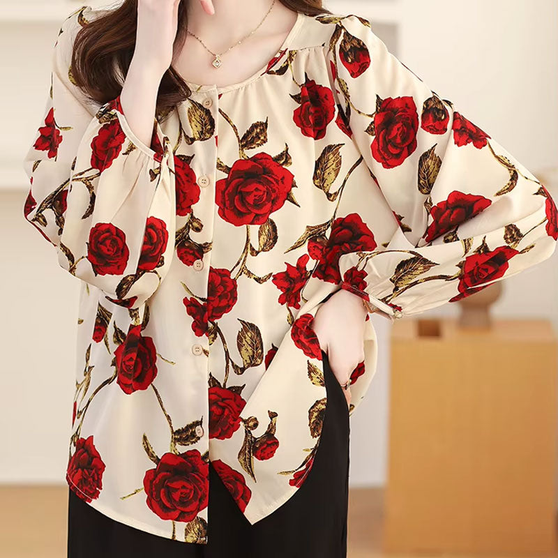 Rose Button-Up Blouse