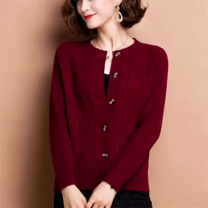 Sophie Classic Diamond Knit Cardigan