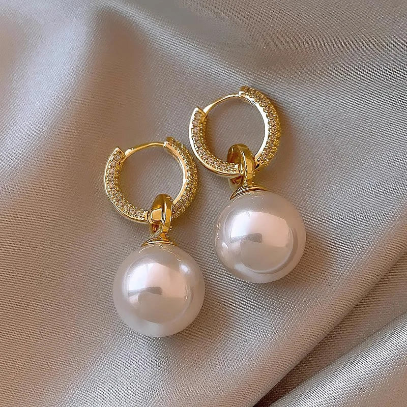 Sienna Luxe Pearl Drop Hoops