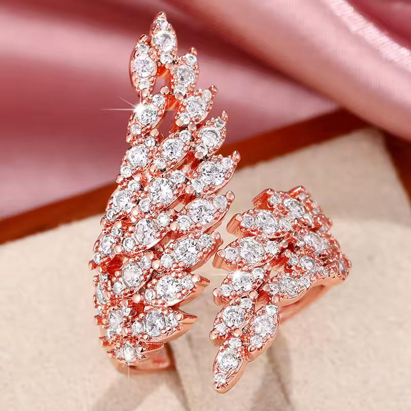 Ava Crystal Feather Ring