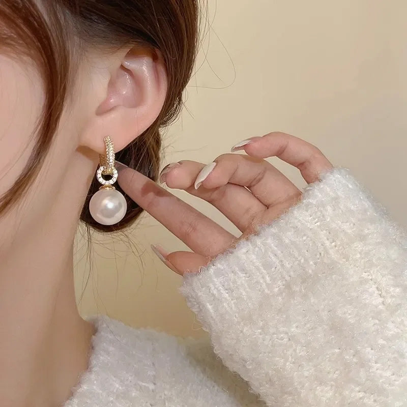 Sienna Luxe Pearl Drop Hoops
