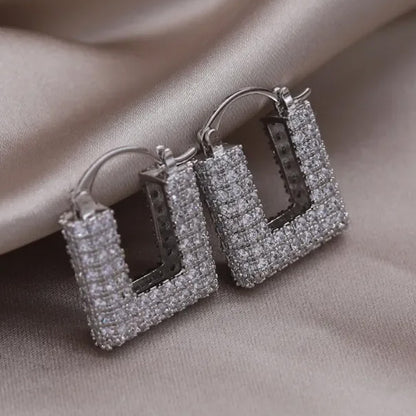 Tahlia Square Pavé Hoop Earrings