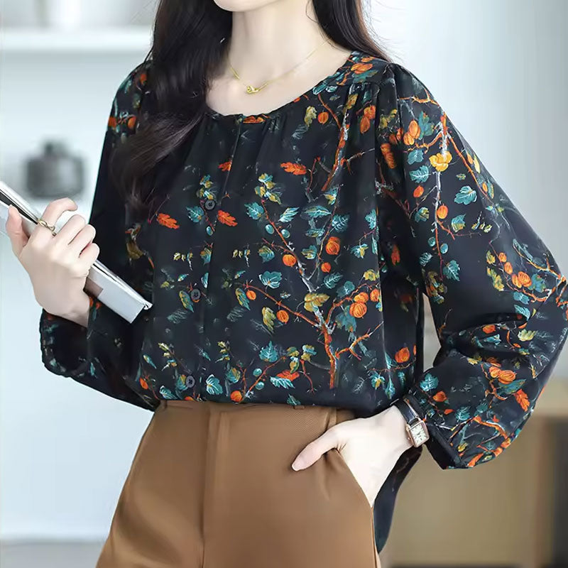 Olivia Nature-Inspired Leaf Print Blouse