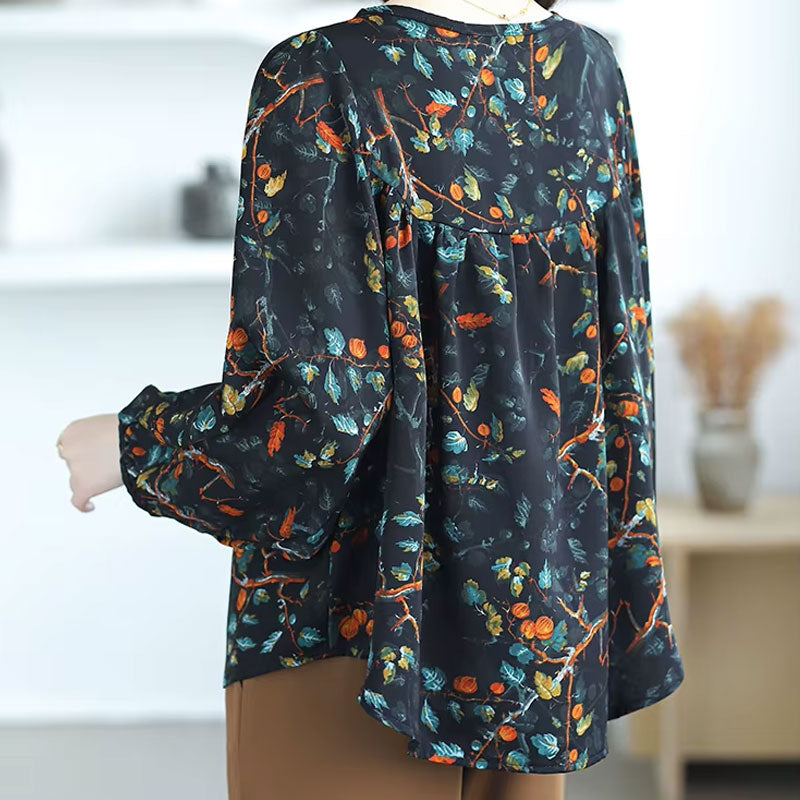 Olivia Nature-Inspired Leaf Print Blouse