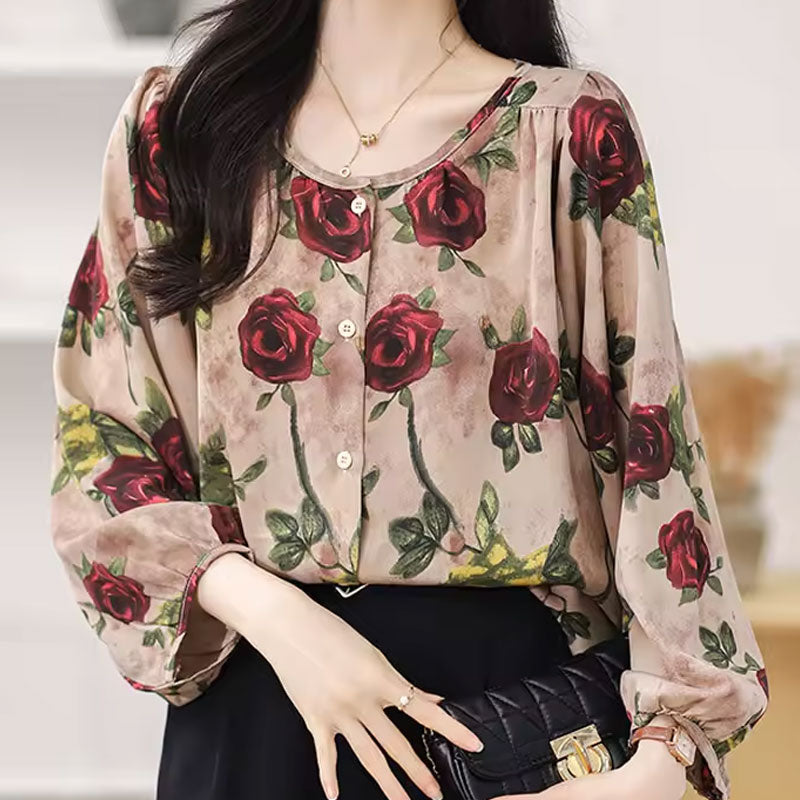 Rose Button-Up Blouse