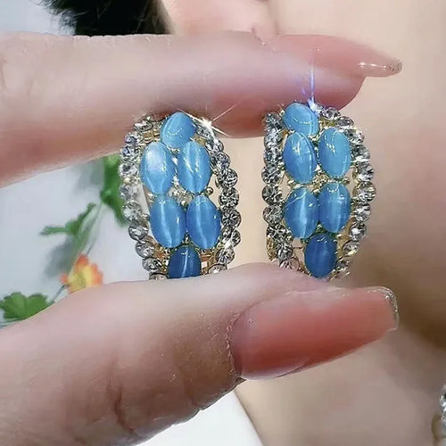 Aaliyah Crystal Oval Studs