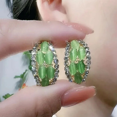 Aaliyah Crystal Oval Studs