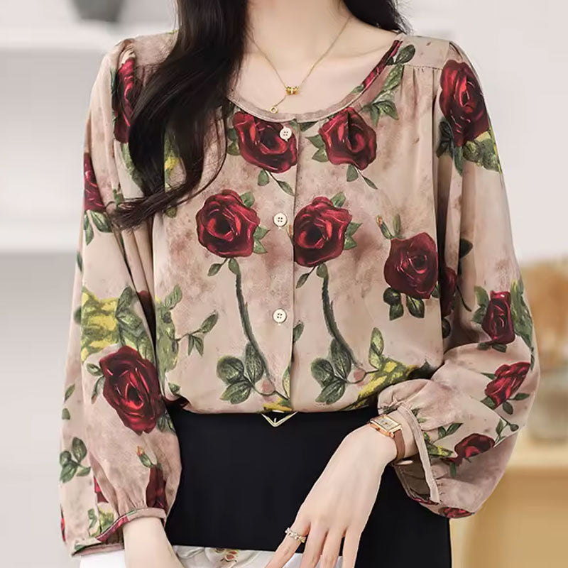 Rose Button-Up Blouse