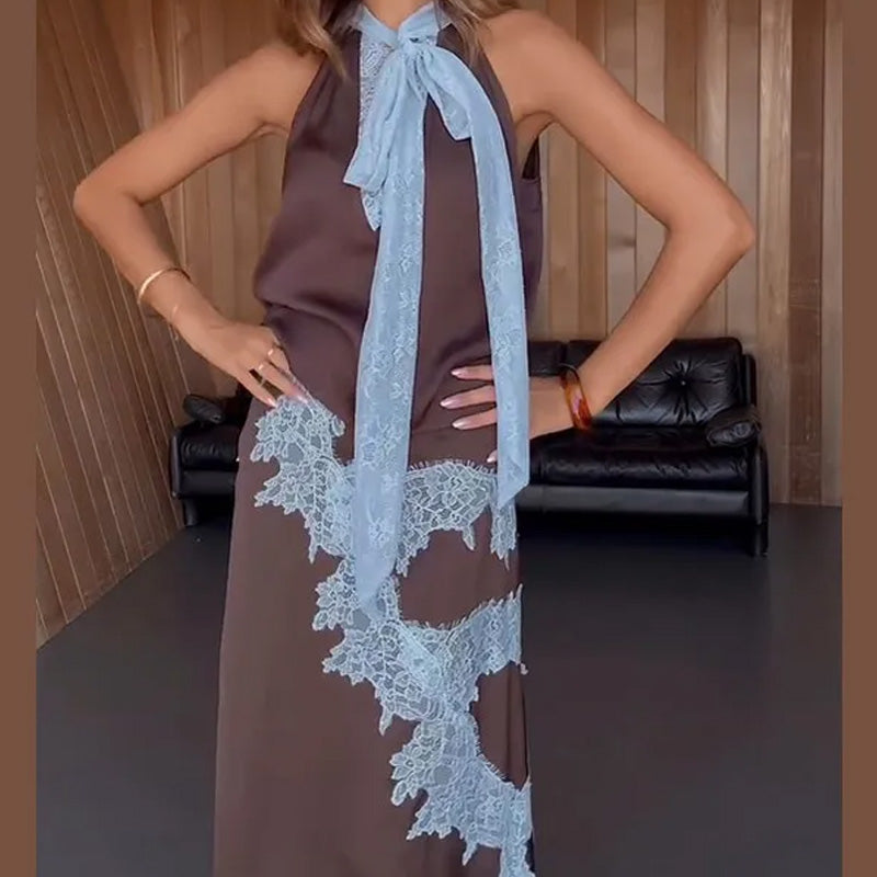 Olivia Lace-Trim Two-Piece Maxi Set