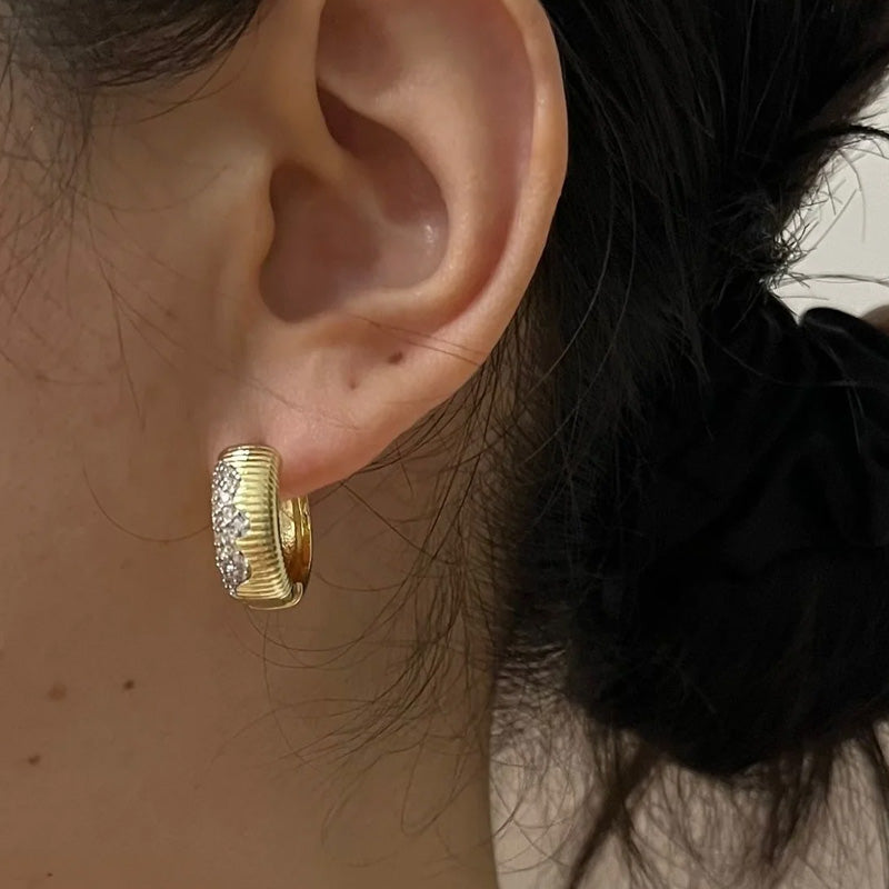 Chloe Gold Crest Huggie Earrings