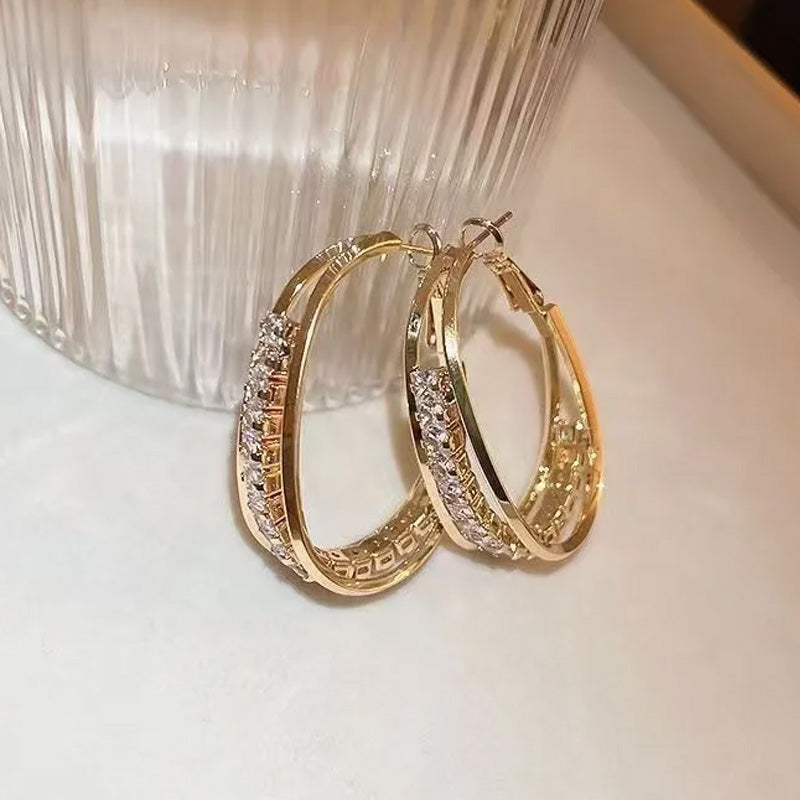 Duo Crystal Hoop Earrings
