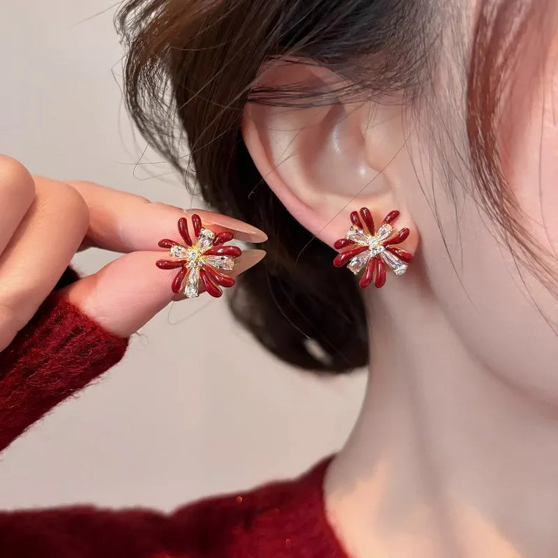 Ruby Blossom Crystal Studs