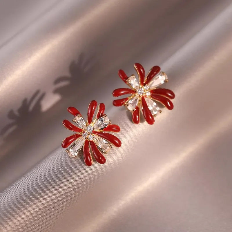 Ruby Blossom Crystal Studs