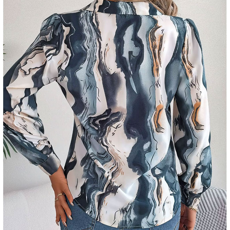 Aurora Color Swirl Long-Sleeve Blouse