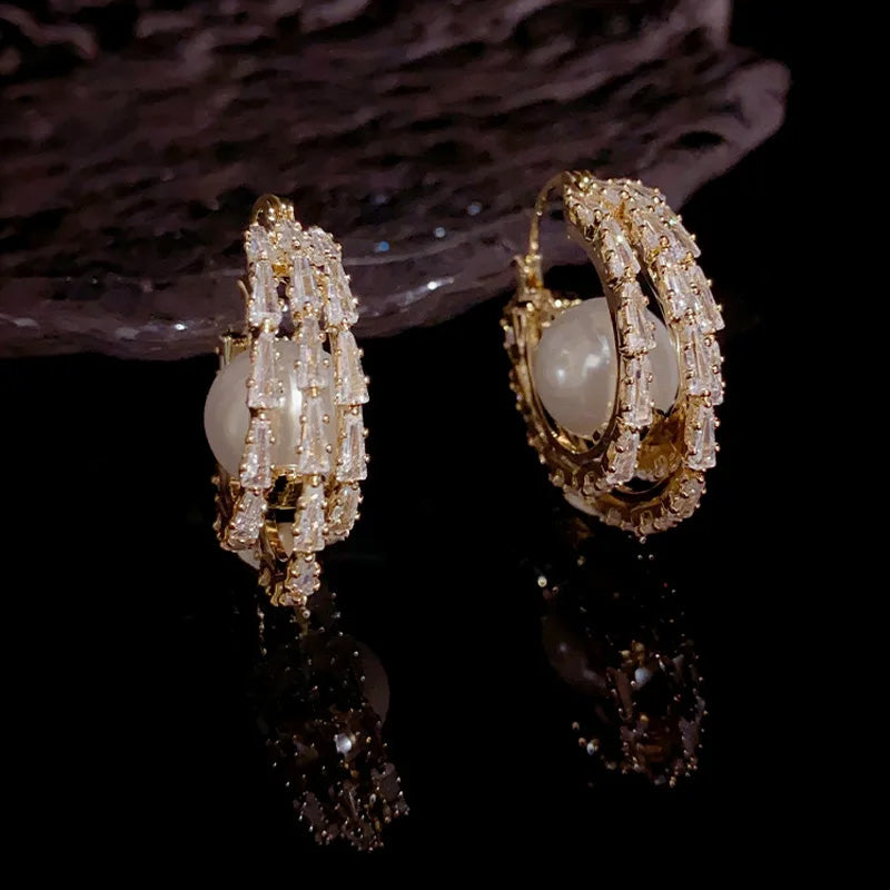 Chloe Pearl Halo Hoops