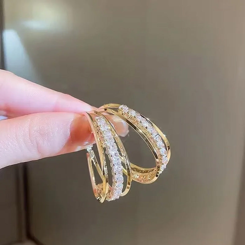 Duo Crystal Hoop Earrings