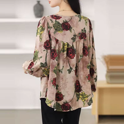 Rose Button-Up Blouse