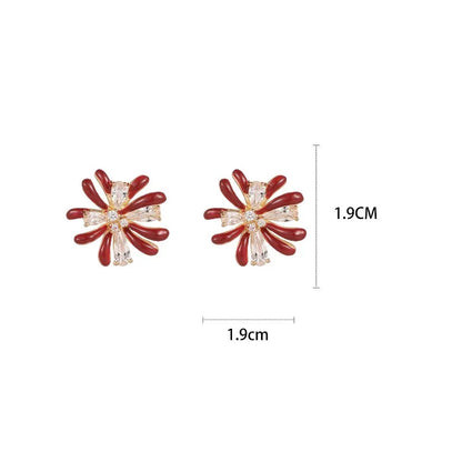 Ruby Blossom Crystal Studs
