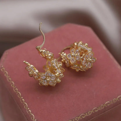 Chelsea Floral Crystal Huggie Earrings