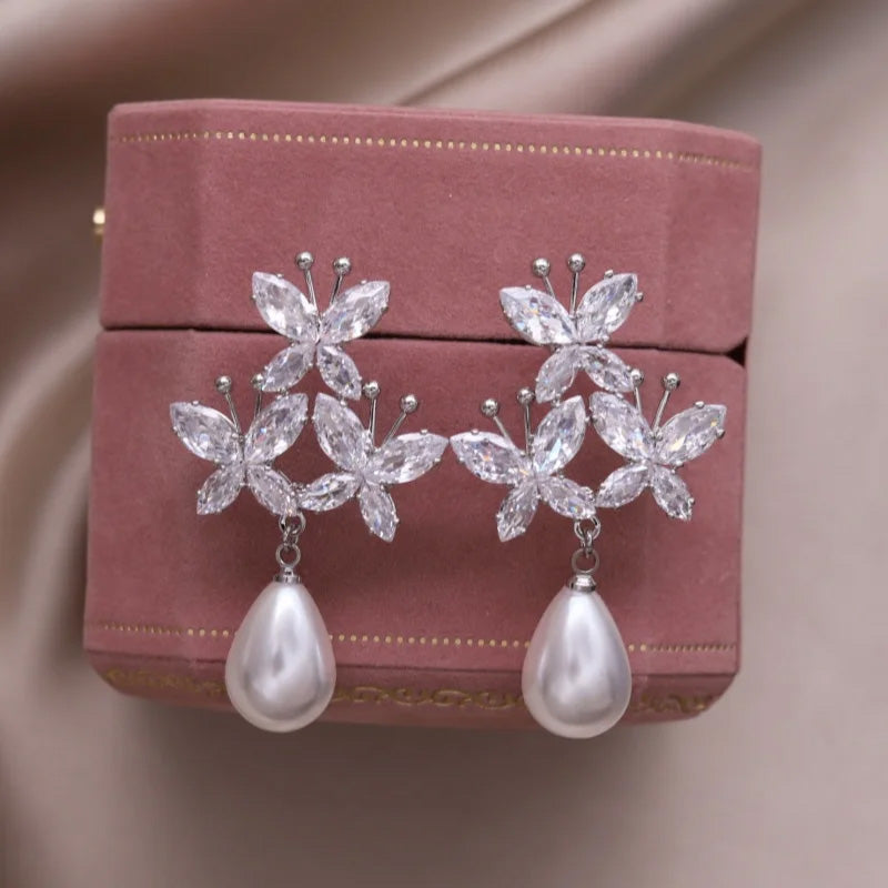 Matilda Butterfly Pearl Earrings
