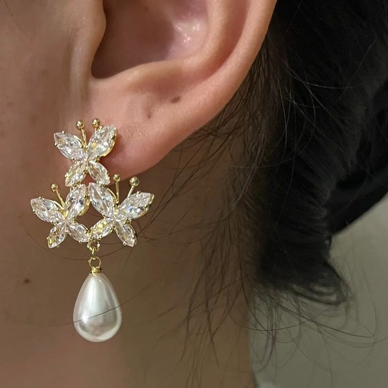 Matilda Butterfly Pearl Earrings